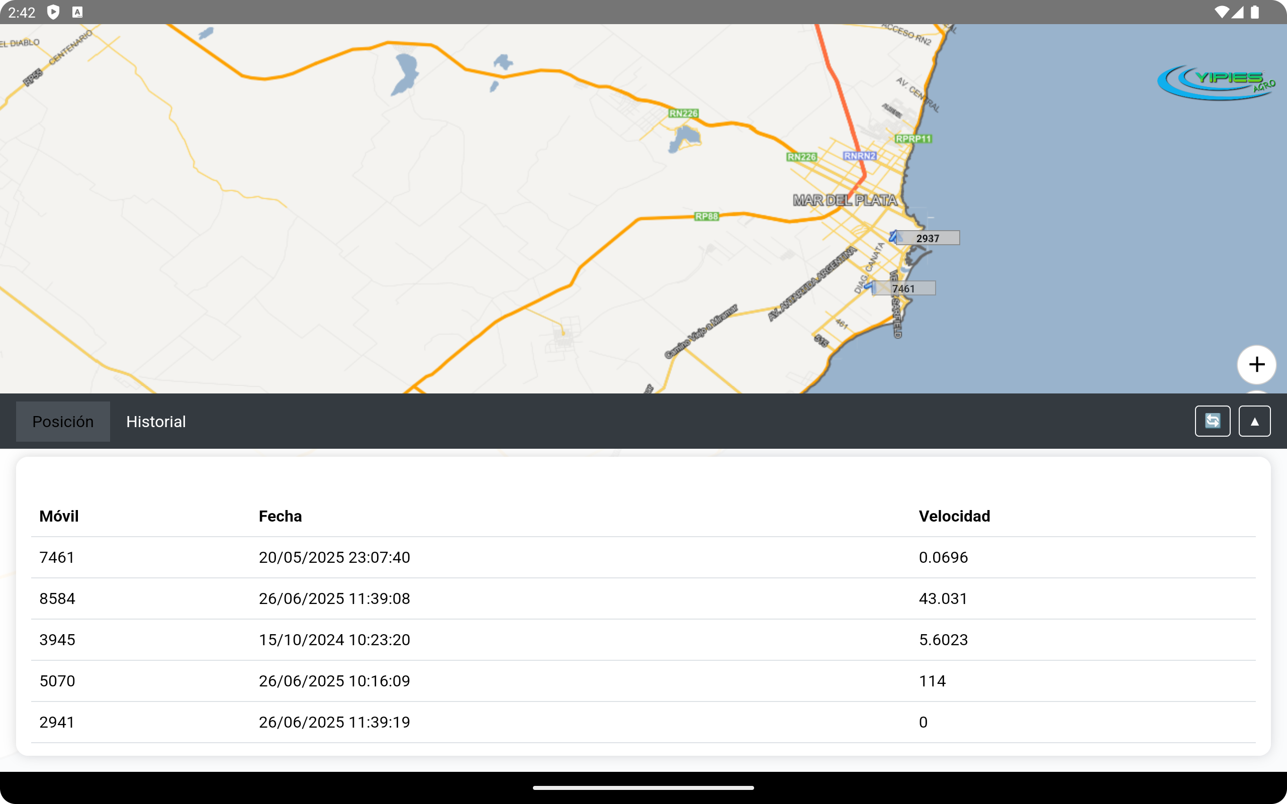 Ubicación Actual en Tablet